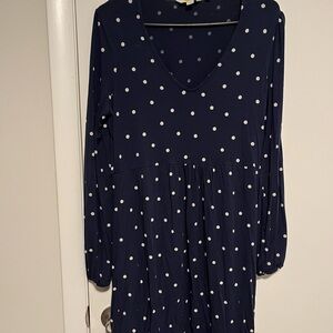 Boden Navy Jersey Polka Dot Dress